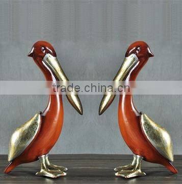 Antique vintage wood effect polyresin pelican statues