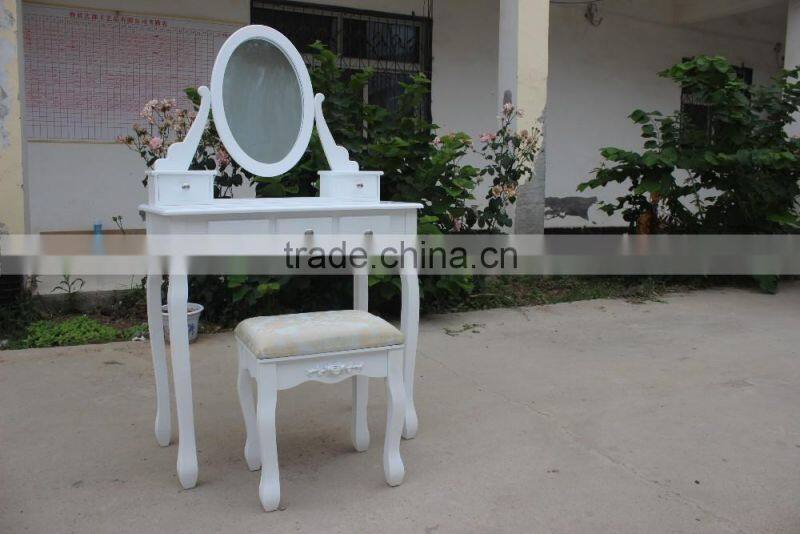 2016 Hot Sale Antique Dressing Table with Mirrors & Stool