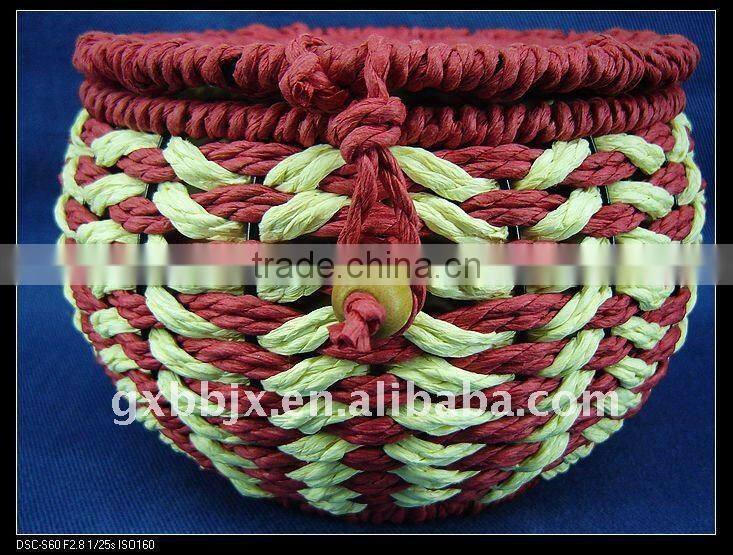 Red round paper rope woven iron frame craft food boxes
