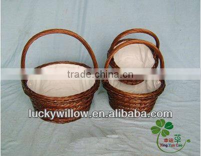 3/s graceful willow& chip storage basket with high handle garden basket