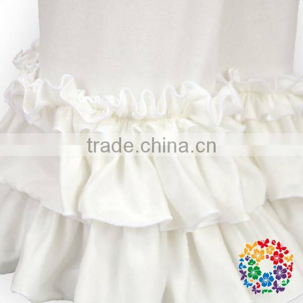 Plain White Baby Cotton Icing Leggings Christmas Ruffled Pants Girls Triple Ruffle Pants