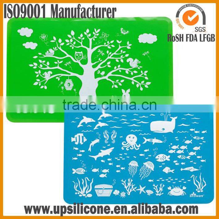 FDA eco-friendly cheap dishwasher safe silicone baby placemat, silicone placemat for kids