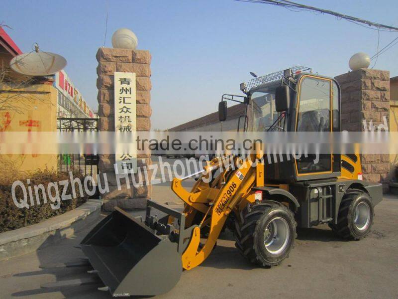 800KG mini wheel loader price list HZM908 Chinese wheel loader with protection chain