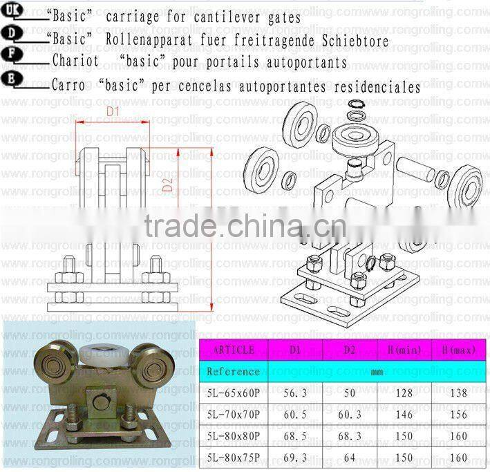 Carriage wheel for cantilever gates
