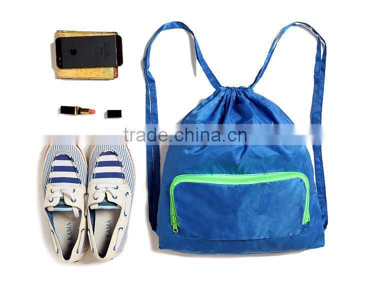 Factory Price Nylon Polyester Drawstring Bag,drawstring bag with front zipper pocket