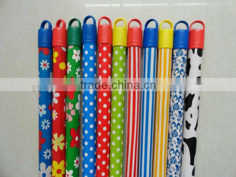 PVC Coated Wooden Cleaning Floor Mop Stick Handle with Various Caps