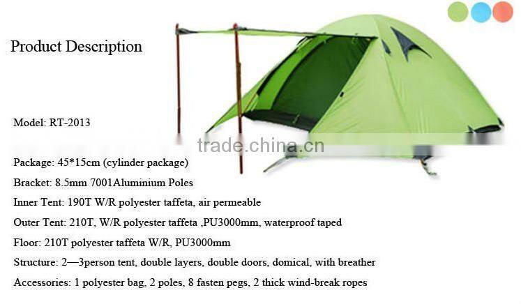 Popular Waterproof 3 Persons Camping tent with Vestibule RT201