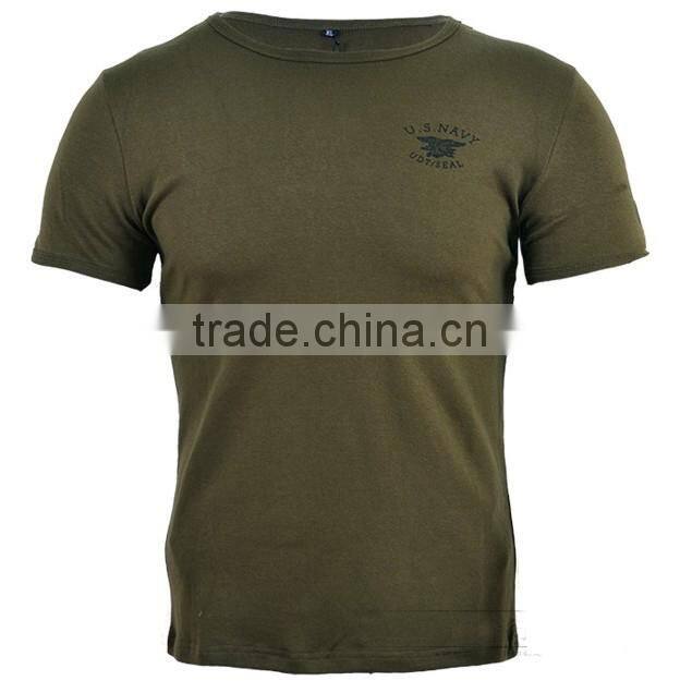 95%cotton, 5%lycra men's short sleeve plain combat shirt