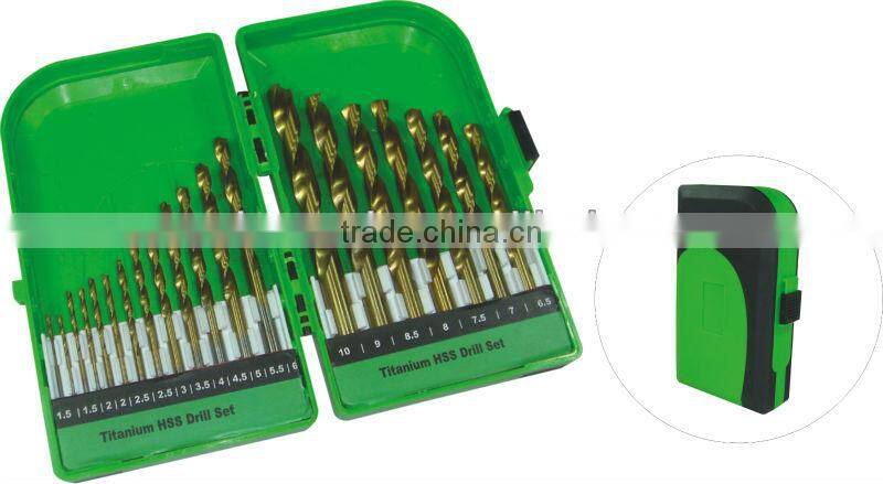 DIN338 titanium hss twist drill set in durable case