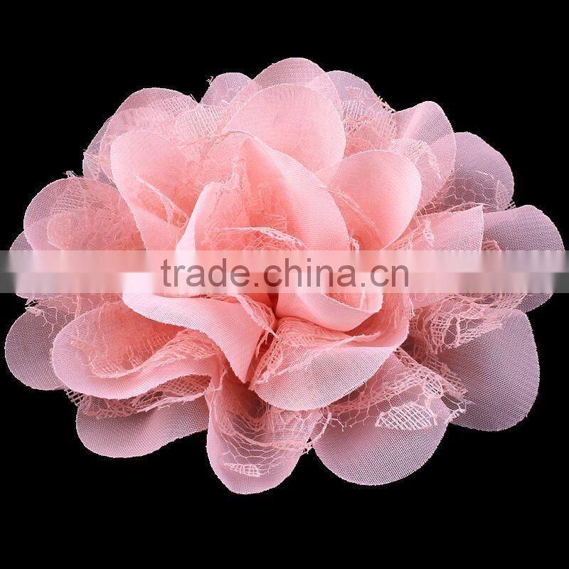 chiffon and lace flower clip for kids hair accessories for baby girl