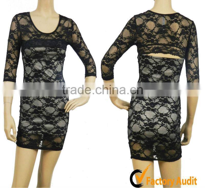 2013 latest black lace dress women design