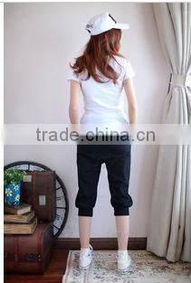 cheap pure cotton printed sport middle pants woman