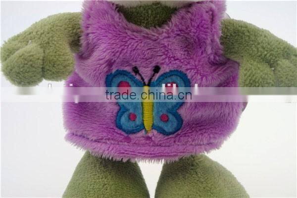 New design smile frog custom plush keychain with waistcoat