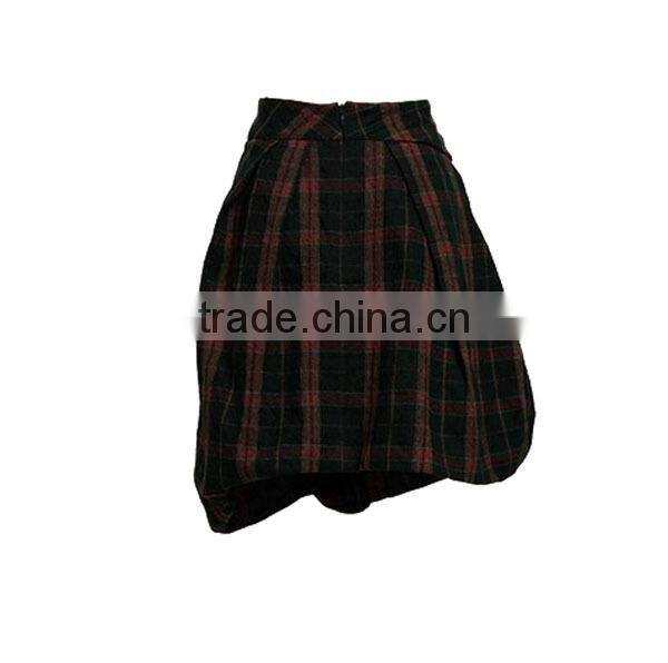 newest design Popular ladies asymmetrical a-lined gird printed women office skirt design
