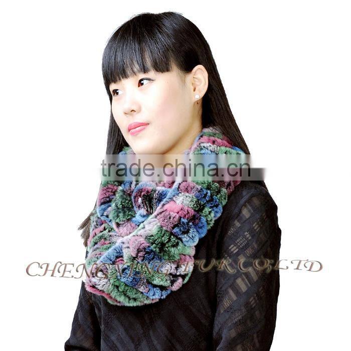 CX-S-125D Beautiful Women Real Rex Rabbit Fur Winter Fashion Lady Scarf custom scarf no minimum