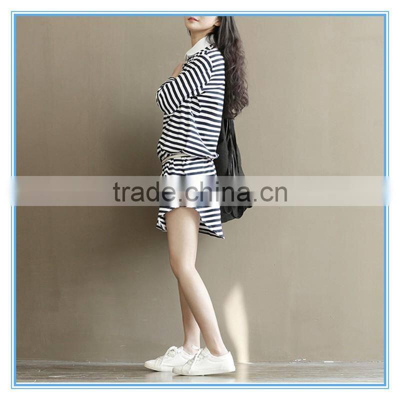 Polo Shirt Design Winter Korean Striped Dresses New Fashion Lady Dress