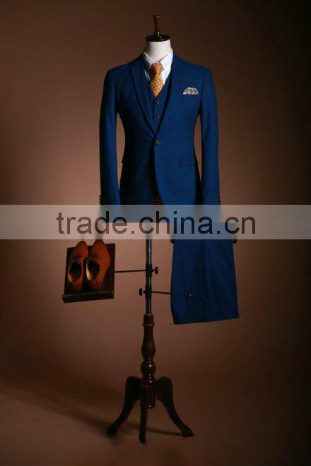 2014 latest new fashion good workmanship men suit one -button blue design