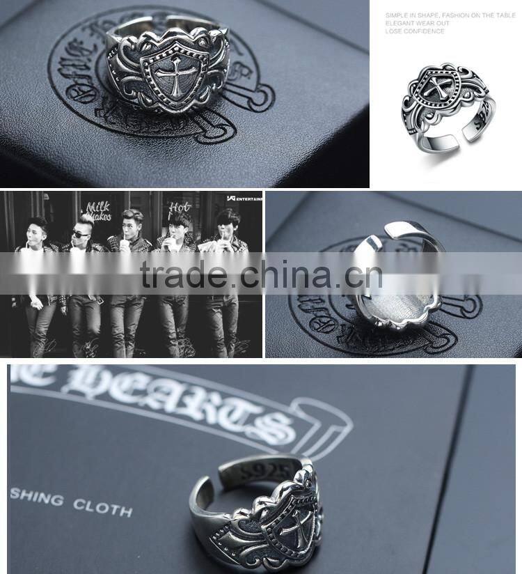 Yiwu factory direct wholesale retro cool punk Cross ring Tai silver jewelry for men
