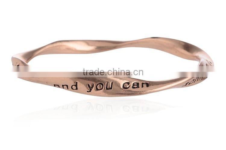 Diy small charm bangle custom name logo bangle women twist daily wear bangles