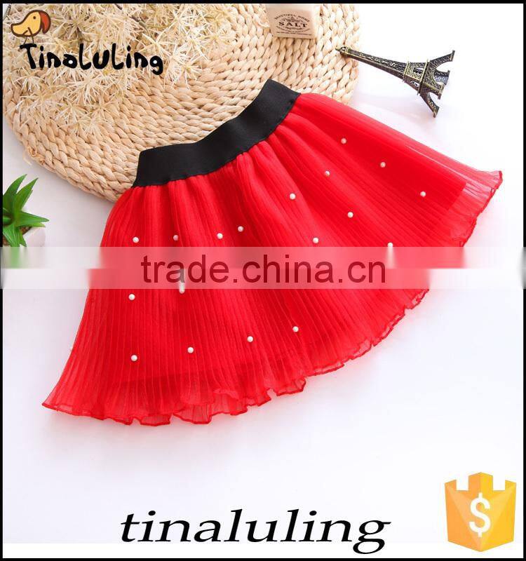 2015 fashion girls short mini skirts with pearl kids chiffon tutu children dancewear