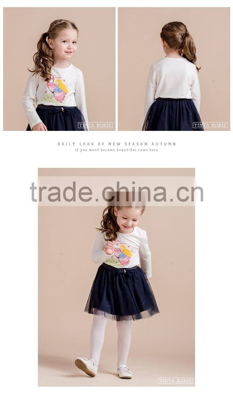 2017 Spring Girls t Shirt With Butterfly Pattern Children Clothing Long Sleeve Pullover Cotton t Shirt