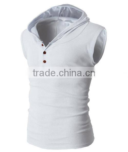 OEM new design cotton plain mens custom sleeveless pullover hoodie