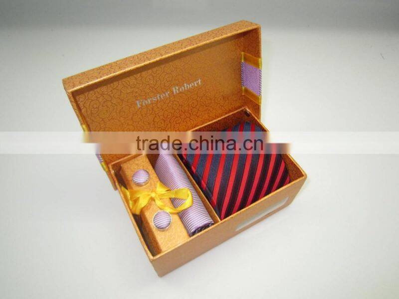 Bright color paper box, necktie,cufflinks and hanky gift packaging sets