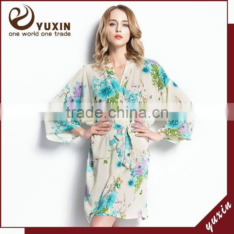 women sleepwear robe Floral Pattern Wedding Bride cotton Robe FR0028