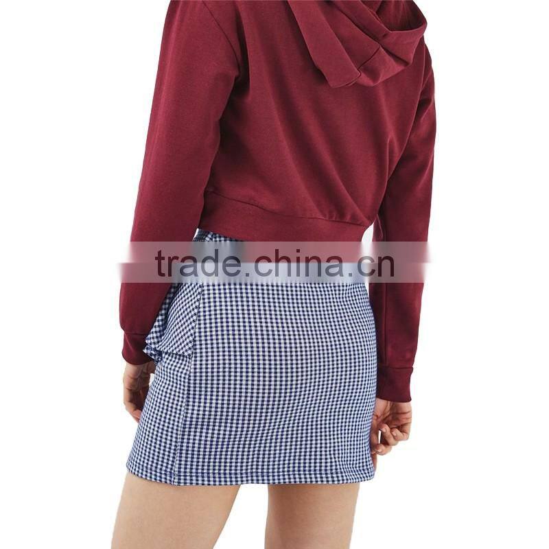 2017 OEM Elegant Sexy Raffle Falbala Plaid Mini Skirt