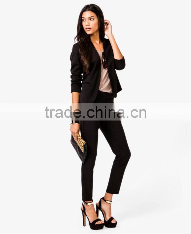 Casual Ribbed Collar Blazer