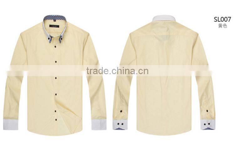 Latest shirt designs for men 2016 alibaba customise solid color men's dress Fashionable long sleeve uniform t shirt