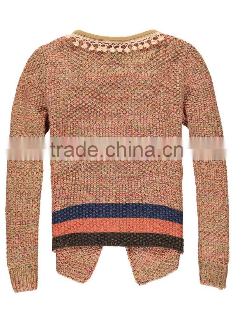 Girls Oblique Placket Cardigan Sweater Design