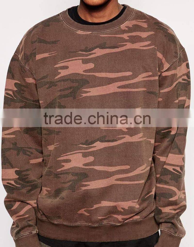 All-over camouflage print Crew neck Camo Sweatshirt