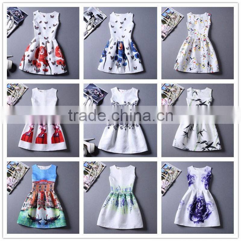 big girl long sleeve check dress/yisx young girl flower printed princess dress/new design girl holiday fashion dress