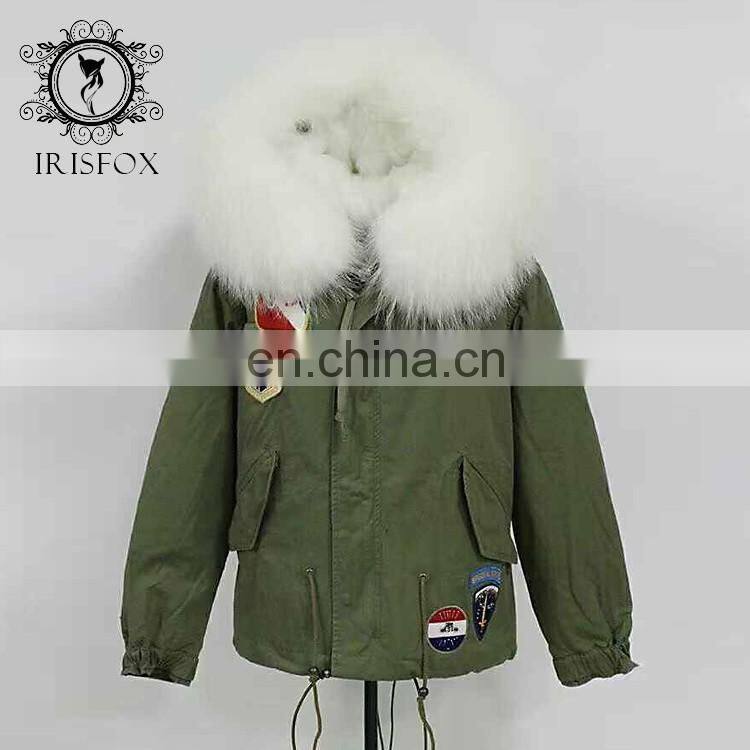 Irisfox 2016 winter warm raccoon fur hooded coat