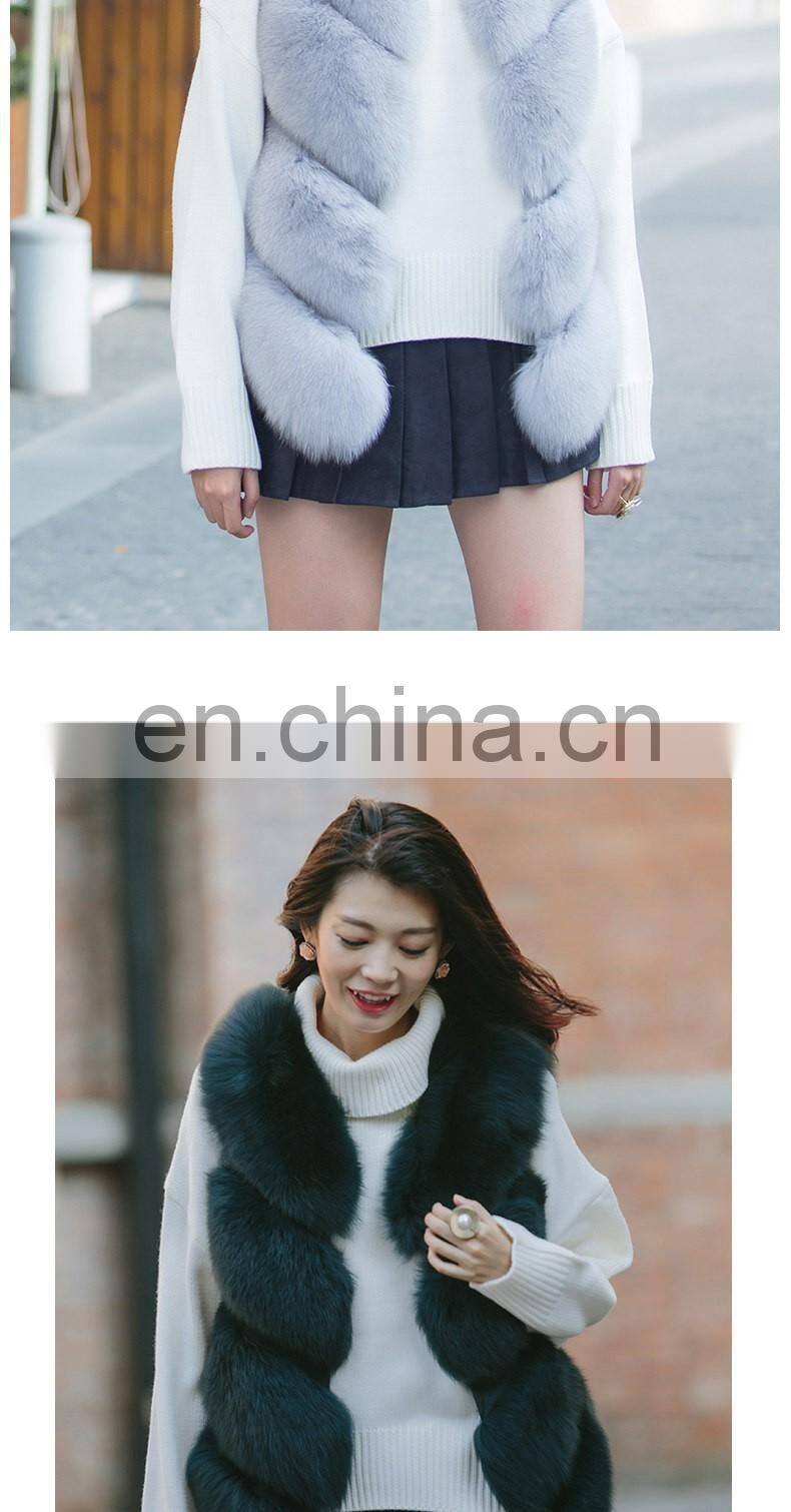 2016 Hot Selling Real Fox Fur Vest Women Natural Fur Vest Cute Spell Fox Fur Vest