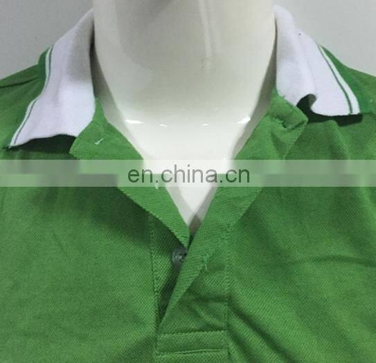 2017 customer Men's comfortable green polo t-shirt with white stripped collar