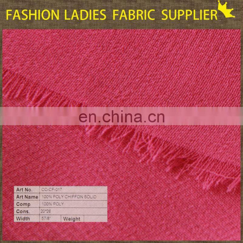 Shaoxing textile combed yarn light chffon 100% poly chiffon fabric