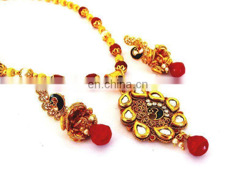 Kundan Pendant set-Indian bollywood Fashion Jewelry-wholesale Imitation Jewelry-party wear Jewellery