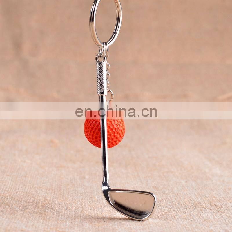 custom sport key holder golf keyring metal 3d mini golf ball keychain for golf club professional game gifts