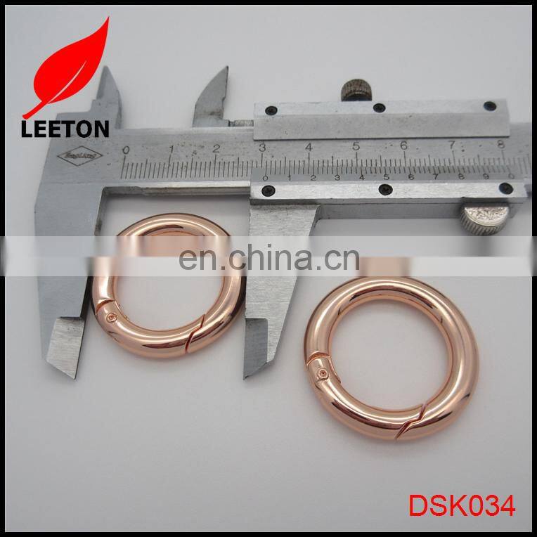 30mm shiny rose gold zinc alloy round carabiner hook for leather bag