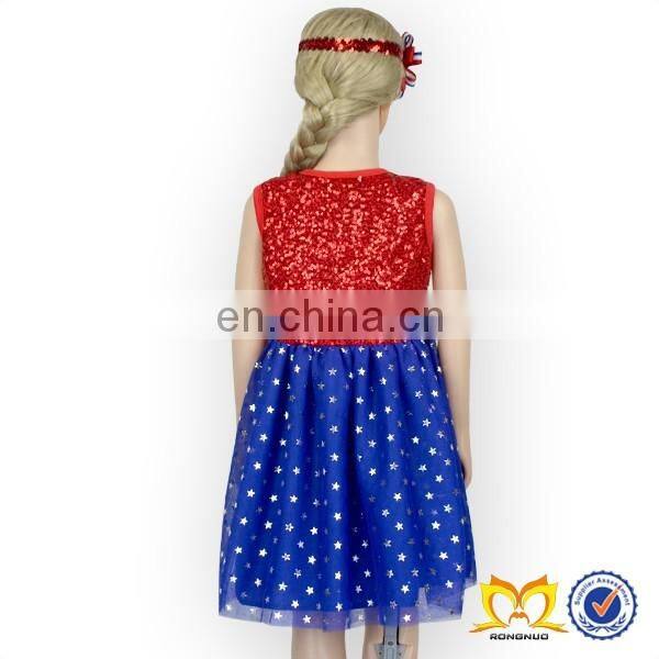 Girl Pageant Dress Made In China One Piece Girl Party Dress Royal Blue Baby Sequin Wedding