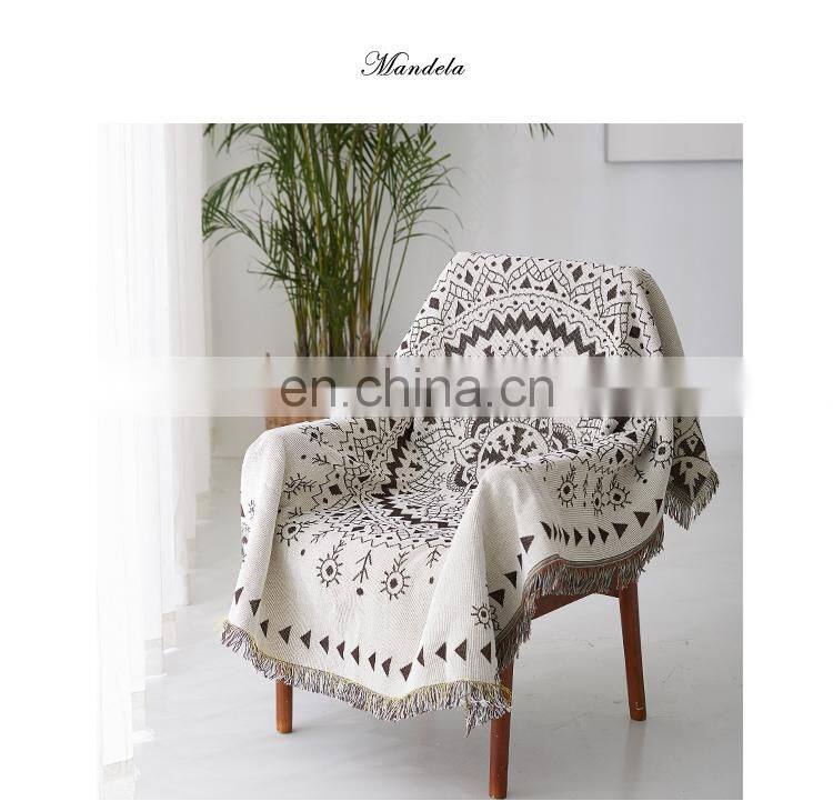 RAWHOUSE woven boho geometric rug jacquard mandala tapestry throw blanket