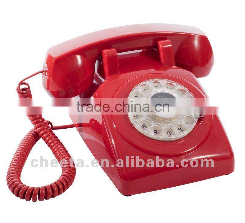 red rotary dial retro telephone of high quality