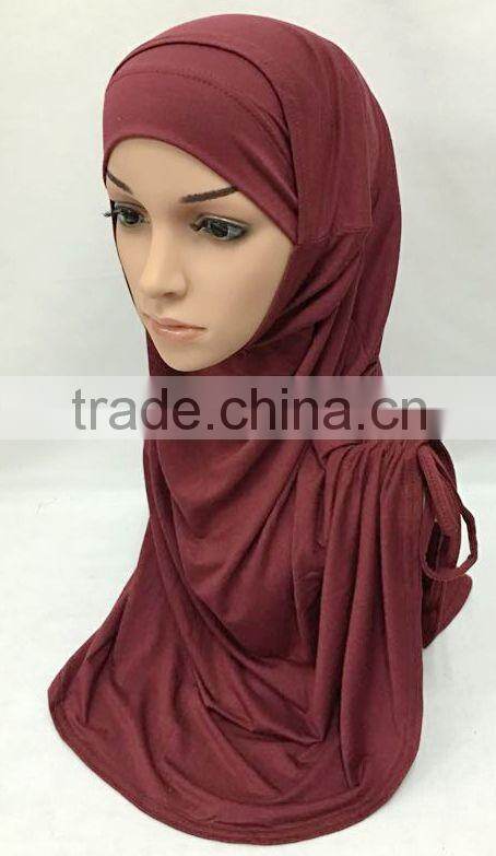 SOLID COLOR TWO PIECES modal COTTON HIJAB elastic long hejab