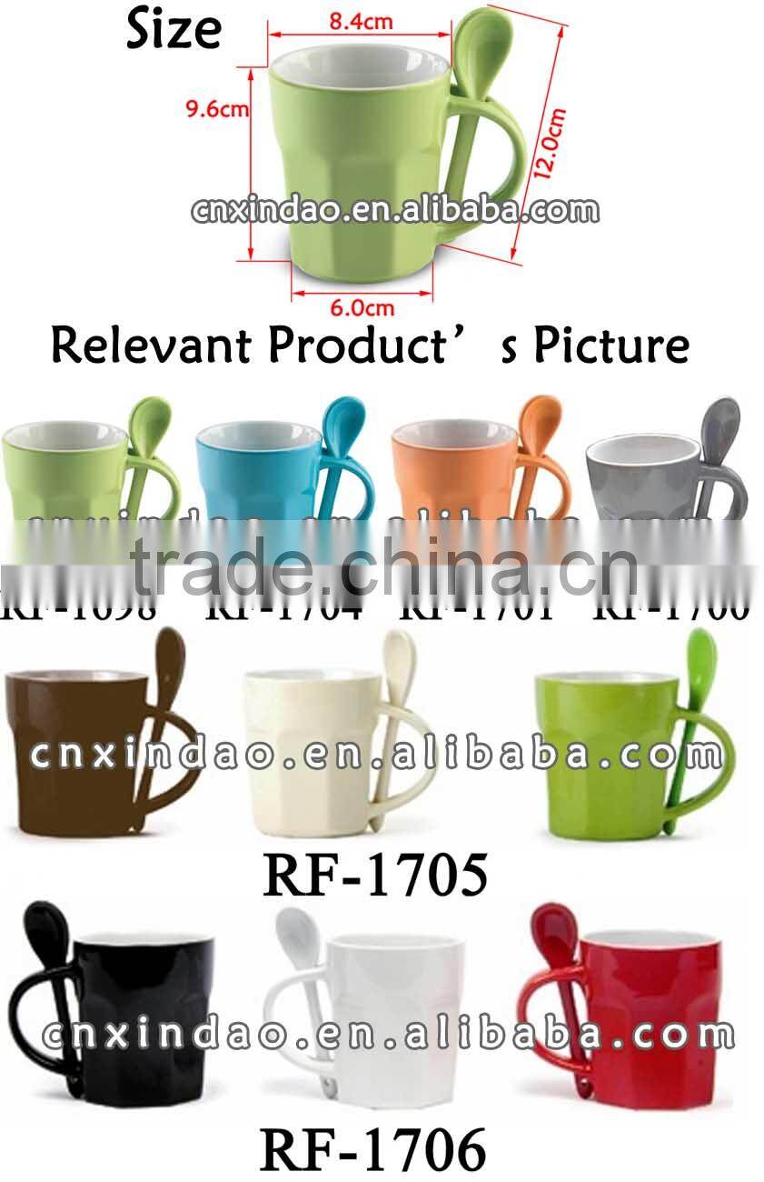 Hot Sale Colored Custom Popular Soup Mug with Spoon Ceramic Made In China