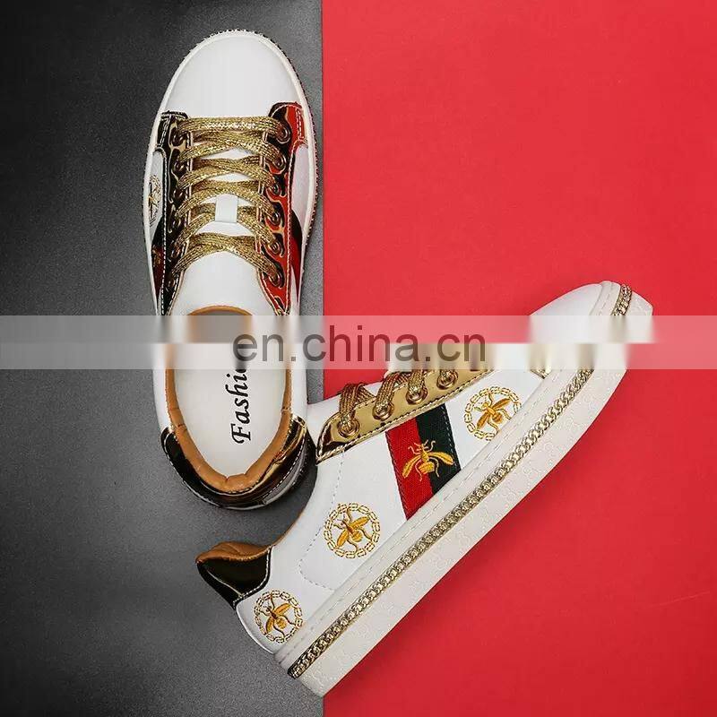 Wholesale men and women casual small White Sports Skateboard Shoes Bee sports shoes jogging shoes 36-44