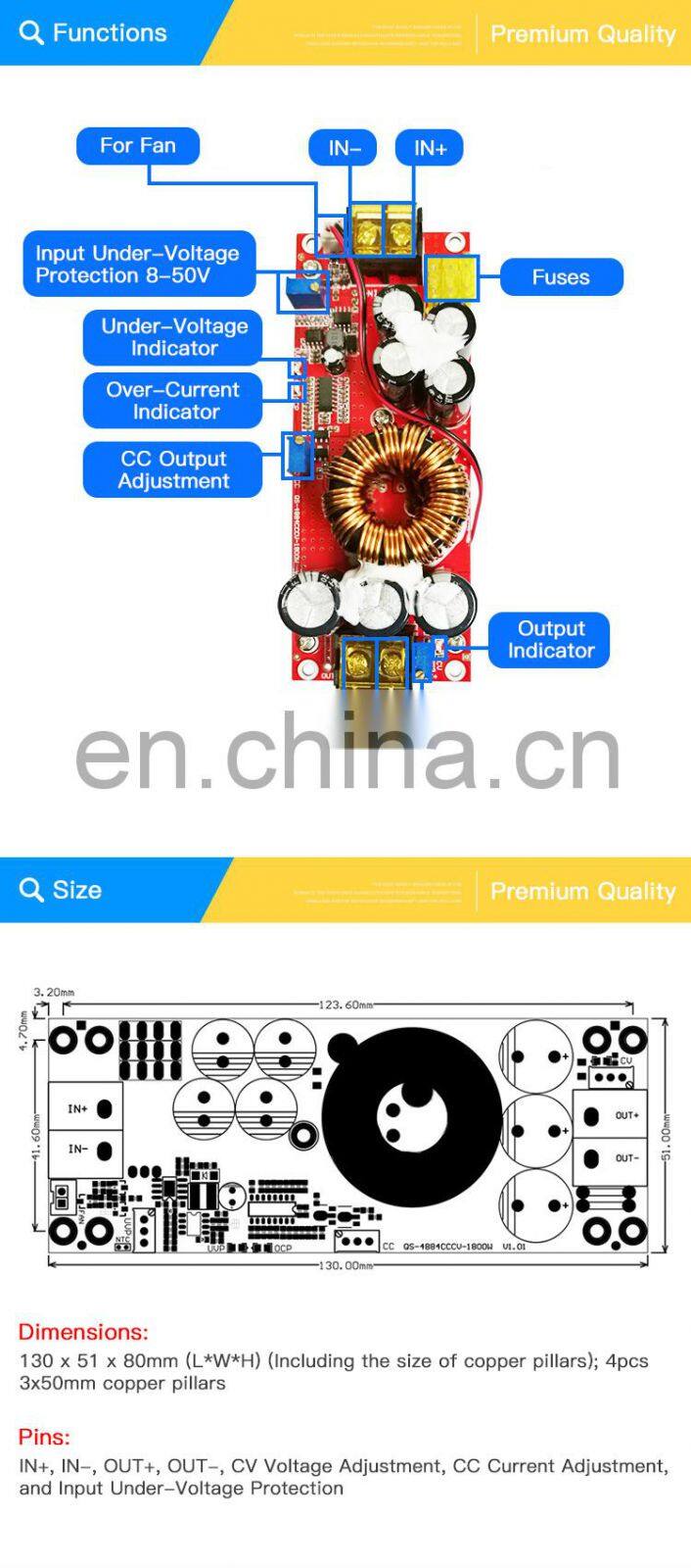 12V 24V 48V to 48V 60V 72V 1500W 30A Boost DC-DC Converter Power Supply Step-Up Module