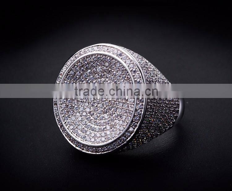 Round Shape CZ Micro Pave Setting Wedding for Bride Very Big Deluxe Statement Ring