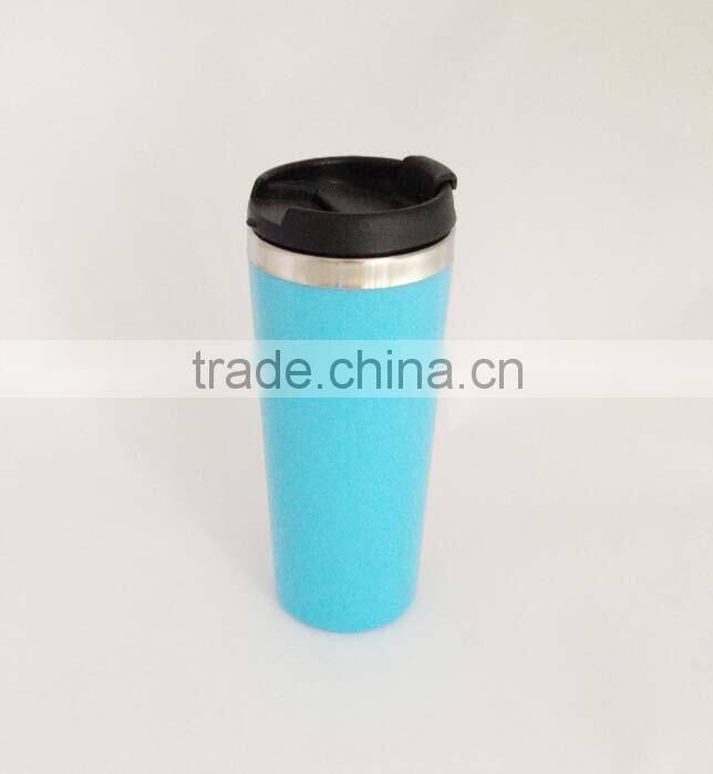 Inner Stainless steel Outer plastic mugs from china with leak proof cover